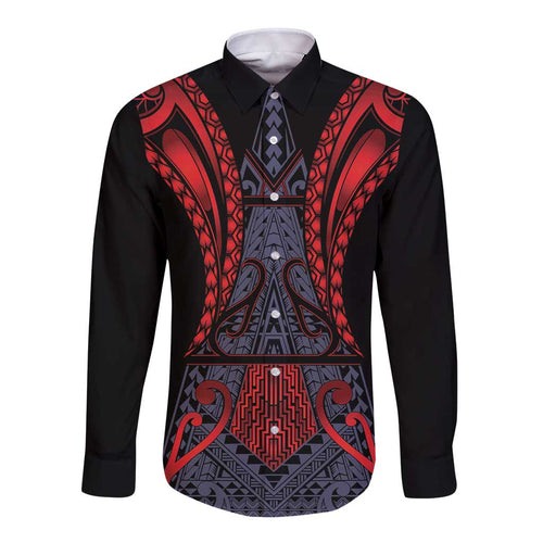 Custom New Zealand Long Sleeve Button Shirt Maori Kiwiana Pattern Tukutuku Motif