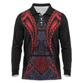 Custom New Zealand Long Sleeve Polo Shirt Maori Kiwiana Pattern Tukutuku Motif