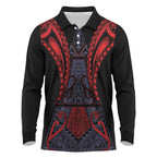 Custom New Zealand Long Sleeve Polo Shirt Maori Kiwiana Pattern Tukutuku Motif
