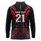 Custom New Zealand Long Sleeve Polo Shirt Maori Kiwiana Pattern Tukutuku Motif