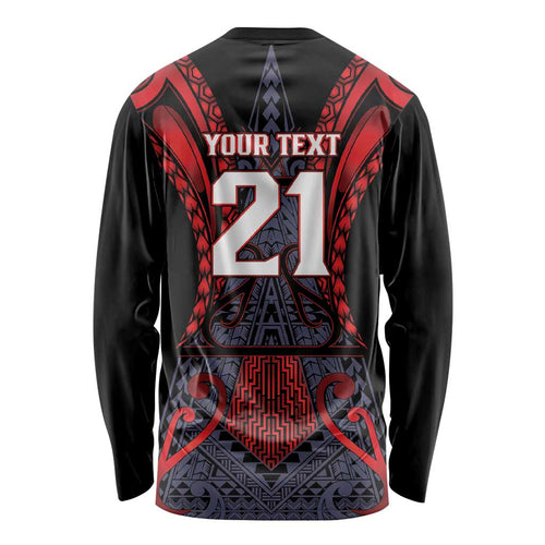 Custom New Zealand Long Sleeve Shirt Maori Kiwiana Pattern Tukutuku Motif