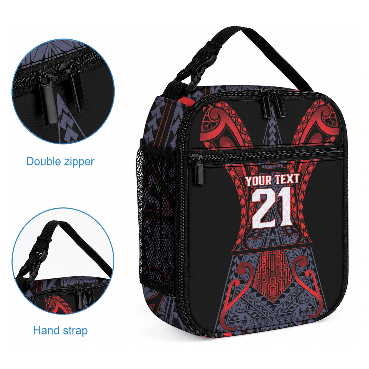 Custom New Zealand Lunch Bag Maori Kiwiana Pattern Tukutuku Motif