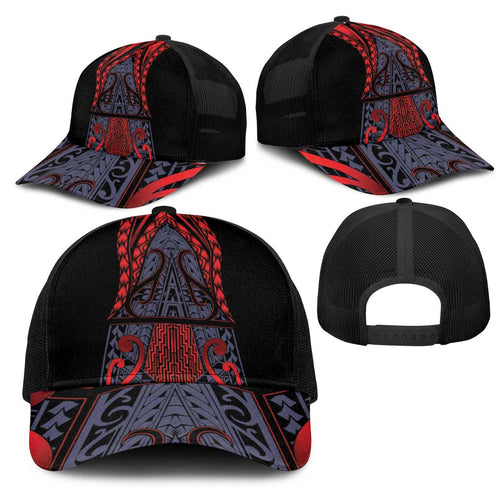 New Zealand Mesh Trucker Cap Maori Kiwiana Pattern Tukutuku Motif