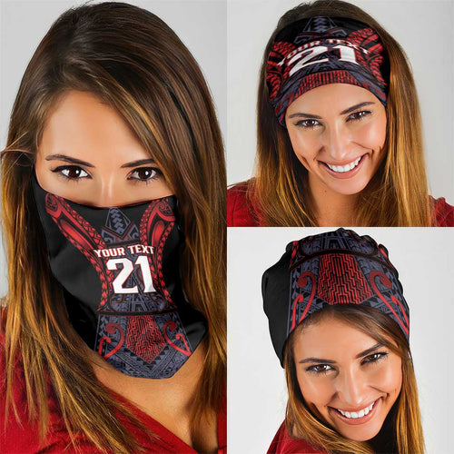 Custom New Zealand Neck Gaiter Maori Kiwiana Pattern Tukutuku Motif