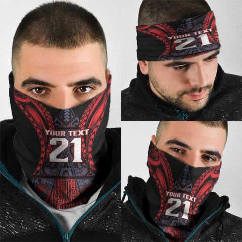 Custom New Zealand Neck Gaiter Maori Kiwiana Pattern Tukutuku Motif