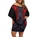 Custom New Zealand Off Shoulder Short Dress Maori Kiwiana Pattern Tukutuku Motif