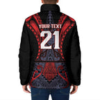 Custom New Zealand Padded Jacket Maori Kiwiana Pattern Tukutuku Motif
