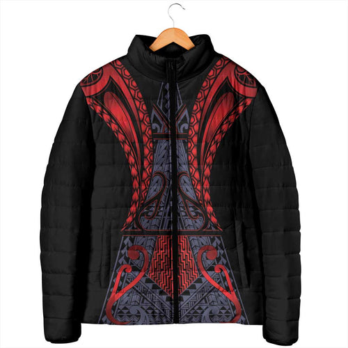 Custom New Zealand Padded Jacket Maori Kiwiana Pattern Tukutuku Motif