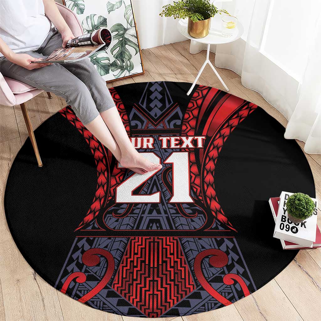 Custom New Zealand Round Carpet Maori Kiwiana Pattern Tukutuku Motif