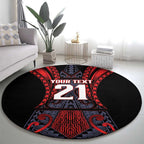 Custom New Zealand Round Carpet Maori Kiwiana Pattern Tukutuku Motif