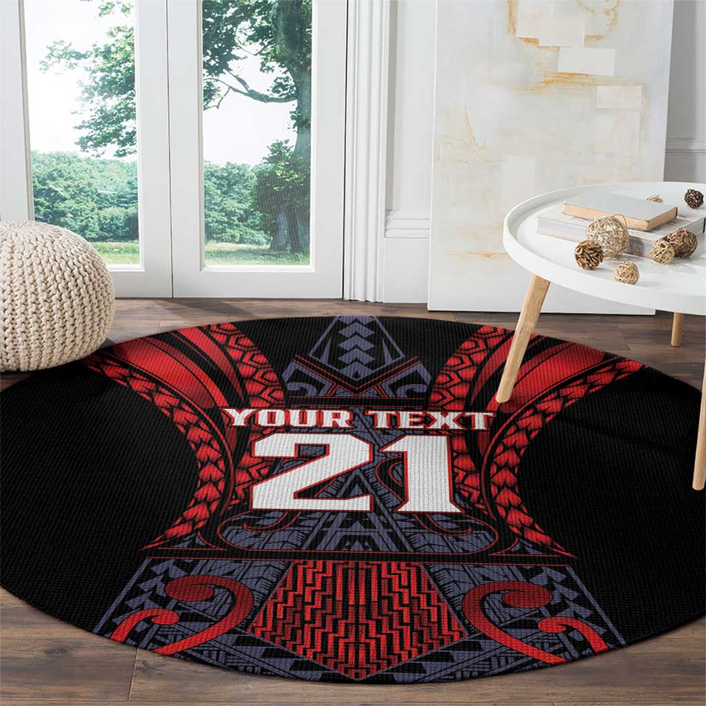 Custom New Zealand Round Carpet Maori Kiwiana Pattern Tukutuku Motif