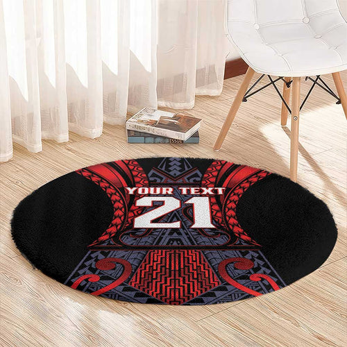 Custom New Zealand Round Carpet Maori Kiwiana Pattern Tukutuku Motif