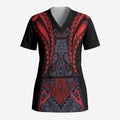 Custom New Zealand Scrub Top Maori Kiwiana Pattern Tukutuku Motif