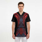 Custom New Zealand Scrub Top Maori Kiwiana Pattern Tukutuku Motif
