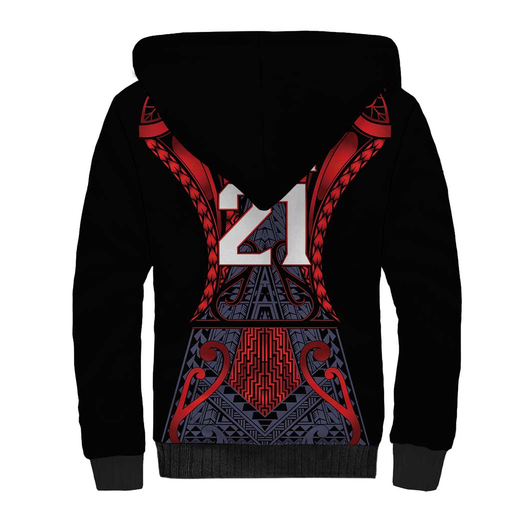 Custom New Zealand Sherpa Hoodie Maori Kiwiana Pattern Tukutuku Motif
