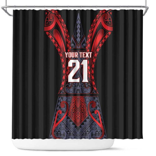 Custom New Zealand Shower Curtain Maori Kiwiana Pattern Tukutuku Motif