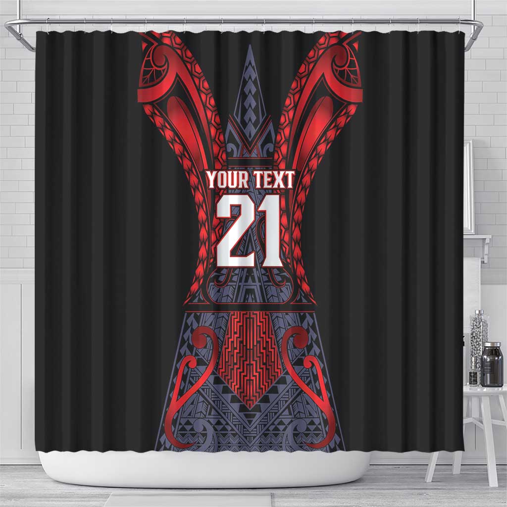 Custom New Zealand Shower Curtain Maori Kiwiana Pattern Tukutuku Motif