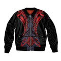 Custom New Zealand Sleeve Zip Bomber Jacket Maori Kiwiana Pattern Tukutuku Motif