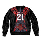 Custom New Zealand Sleeve Zip Bomber Jacket Maori Kiwiana Pattern Tukutuku Motif