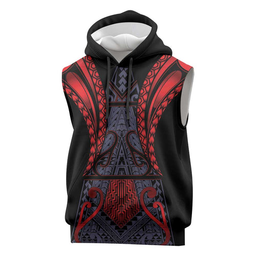 Custom New Zealand Sleeveless Hoodie Maori Kiwiana Pattern Tukutuku Motif