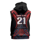 Custom New Zealand Sleeveless Hoodie Maori Kiwiana Pattern Tukutuku Motif