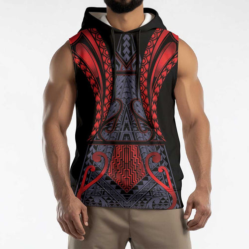 Custom New Zealand Sleeveless Hoodie Maori Kiwiana Pattern Tukutuku Motif