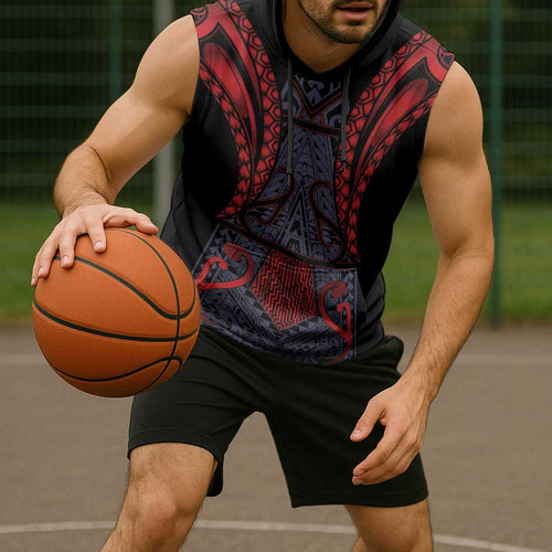 Custom New Zealand Sleeveless Hoodie Maori Kiwiana Pattern Tukutuku Motif