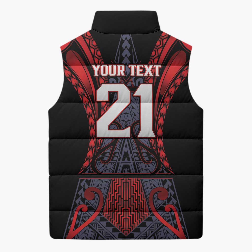 Custom New Zealand Sleeveless Puffer Jacket Maori Kiwiana Pattern Tukutuku Motif