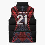 Custom New Zealand Sleeveless Puffer Jacket Maori Kiwiana Pattern Tukutuku Motif