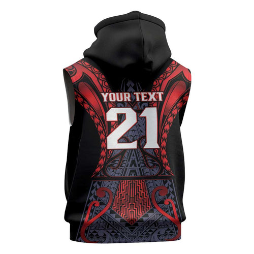Custom New Zealand Sleeveless Zip Hoodie Maori Kiwiana Pattern Tukutuku Motif