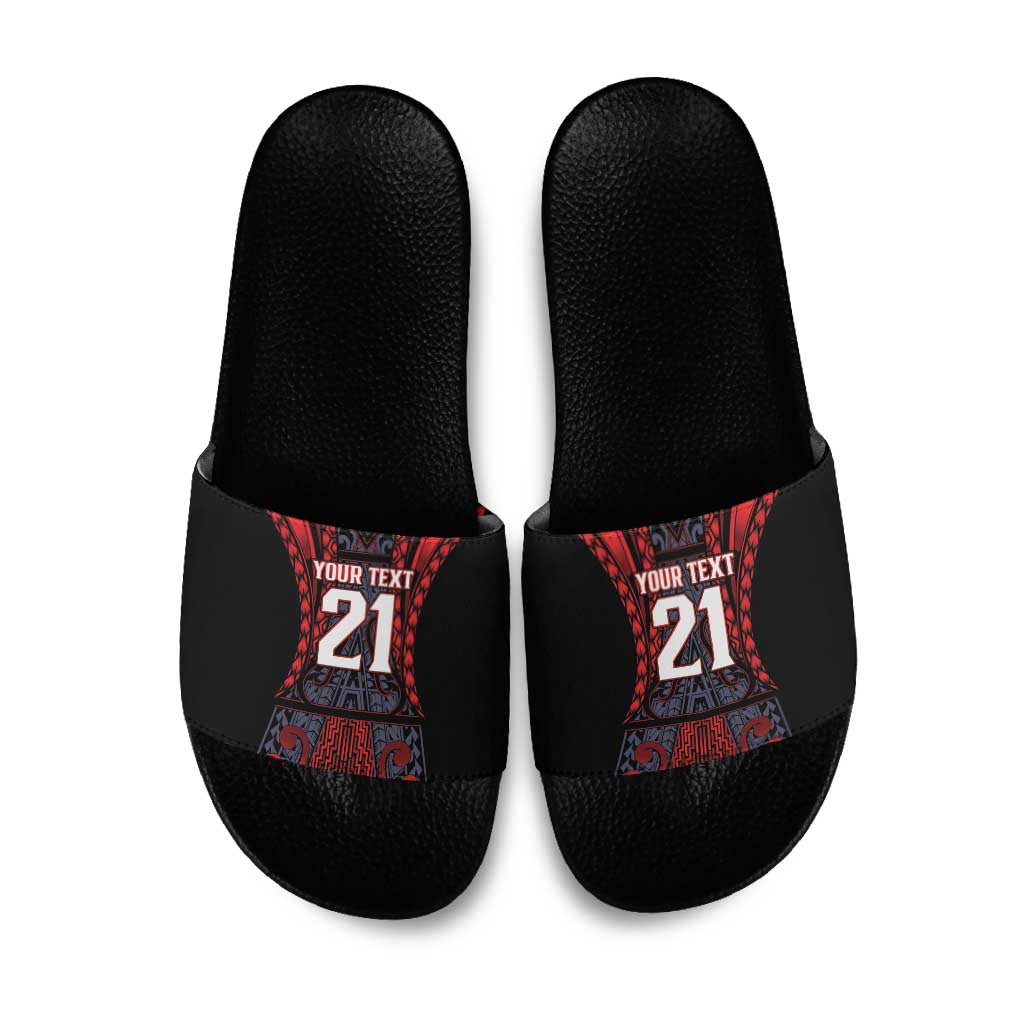 Custom New Zealand Slide Sandals Maori Kiwiana Pattern Tukutuku Motif