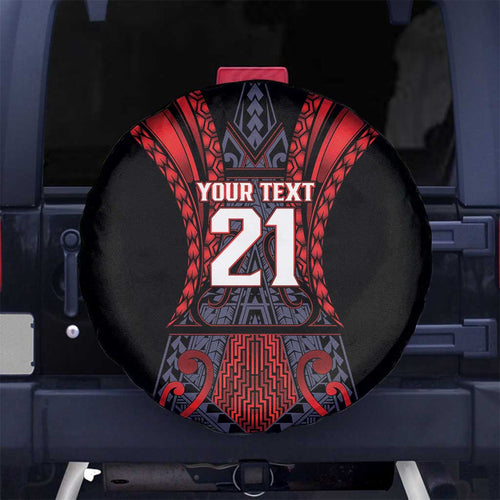 Custom New Zealand Spare Tire Cover Maori Kiwiana Pattern Tukutuku Motif