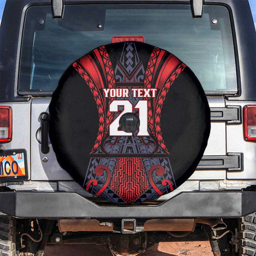Custom New Zealand Spare Tire Cover Maori Kiwiana Pattern Tukutuku Motif