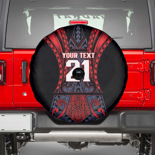Custom New Zealand Spare Tire Cover Maori Kiwiana Pattern Tukutuku Motif