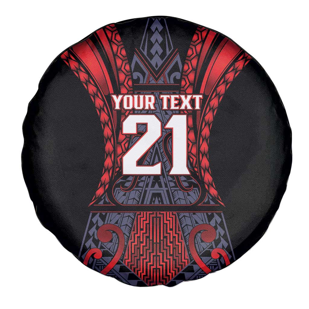 Custom New Zealand Spare Tire Cover Maori Kiwiana Pattern Tukutuku Motif