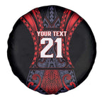 Custom New Zealand Spare Tire Cover Maori Kiwiana Pattern Tukutuku Motif