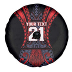 Custom New Zealand Spare Tire Cover Maori Kiwiana Pattern Tukutuku Motif