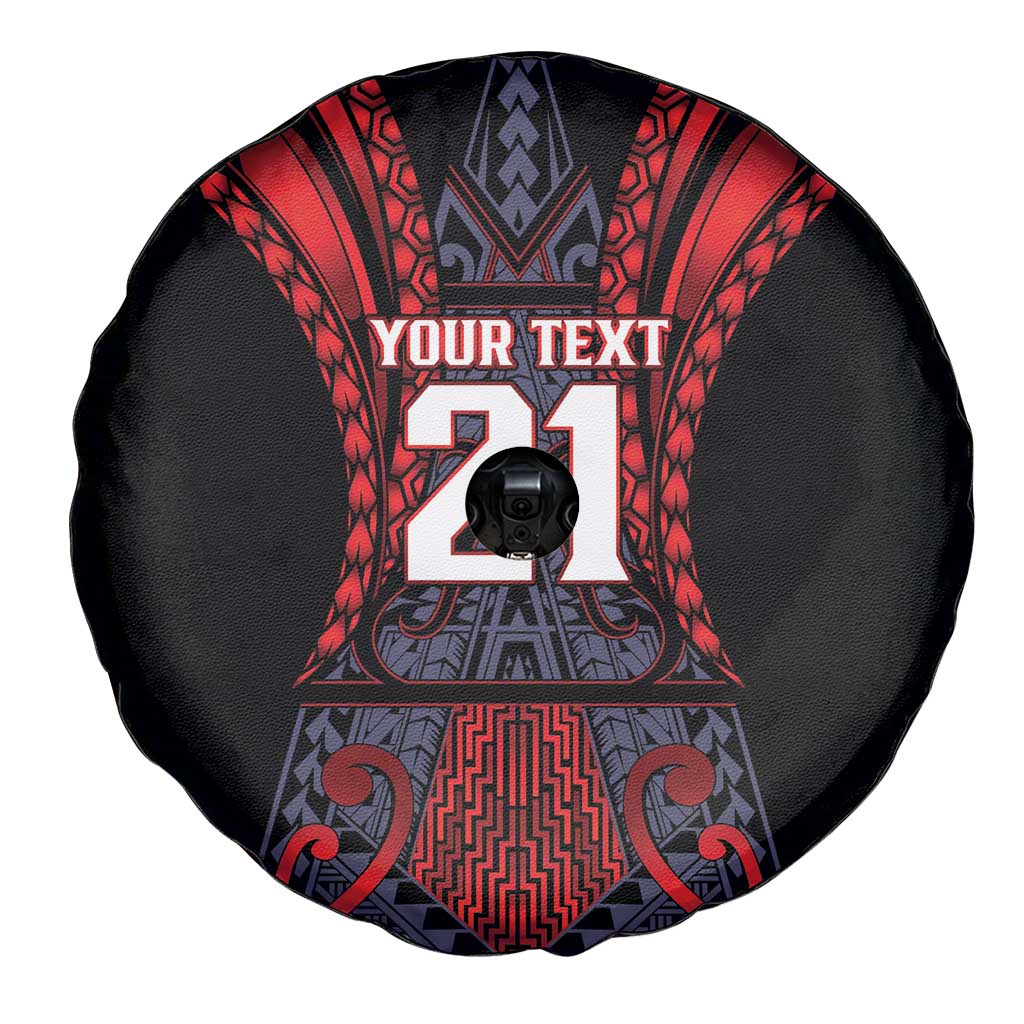 Custom New Zealand Spare Tire Cover Maori Kiwiana Pattern Tukutuku Motif