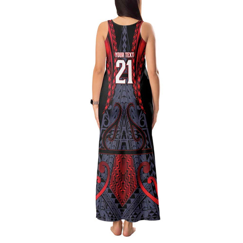 Custom New Zealand Tank Maxi Dress Maori Kiwiana Pattern Tukutuku Motif