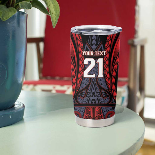 Custom New Zealand Tumbler Cup Maori Kiwiana Pattern Tukutuku Motif