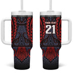 Custom New Zealand Tumbler With Handle Maori Kiwiana Pattern Tukutuku Motif