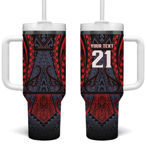 Custom New Zealand Tumbler With Handle Maori Kiwiana Pattern Tukutuku Motif