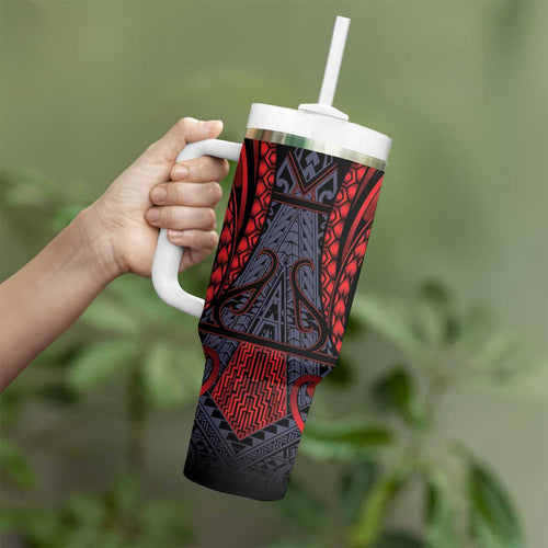 Custom New Zealand Tumbler With Handle Maori Kiwiana Pattern Tukutuku Motif