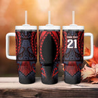 Custom New Zealand Tumbler With Handle Maori Kiwiana Pattern Tukutuku Motif