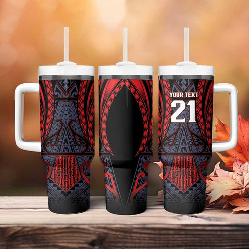 Custom New Zealand Tumbler With Handle Maori Kiwiana Pattern Tukutuku Motif