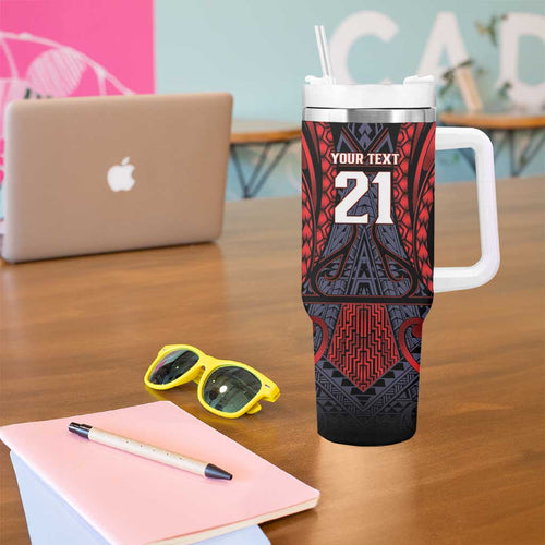 Custom New Zealand Tumbler With Handle Maori Kiwiana Pattern Tukutuku Motif