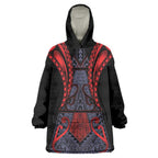 Custom New Zealand Wearable Blanket Hoodie Maori Kiwiana Pattern Tukutuku Motif