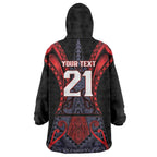 Custom New Zealand Wearable Blanket Hoodie Maori Kiwiana Pattern Tukutuku Motif