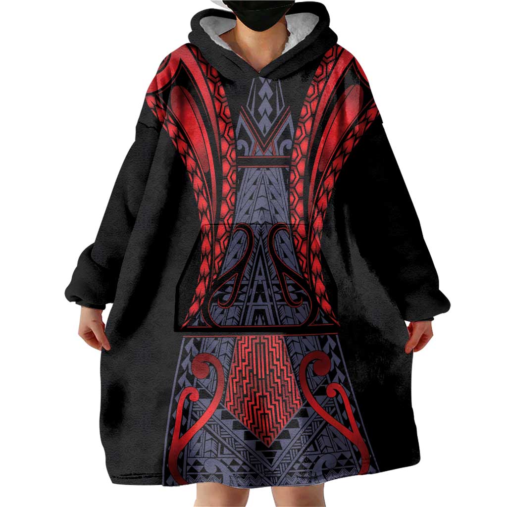 Custom New Zealand Wearable Blanket Hoodie Maori Kiwiana Pattern Tukutuku Motif