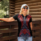Custom New Zealand Women Polo Shirt Maori Kiwiana Pattern Tukutuku Motif